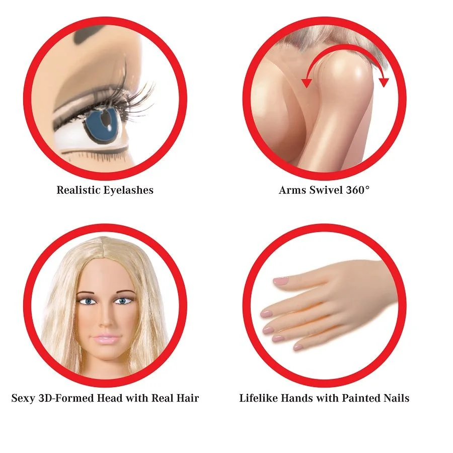 MUÑECA HINCHABLE TAMAÑO REAL CON CARA 3D, VAGINA Y ANO REALISTA + BOMBA - Imagen 4